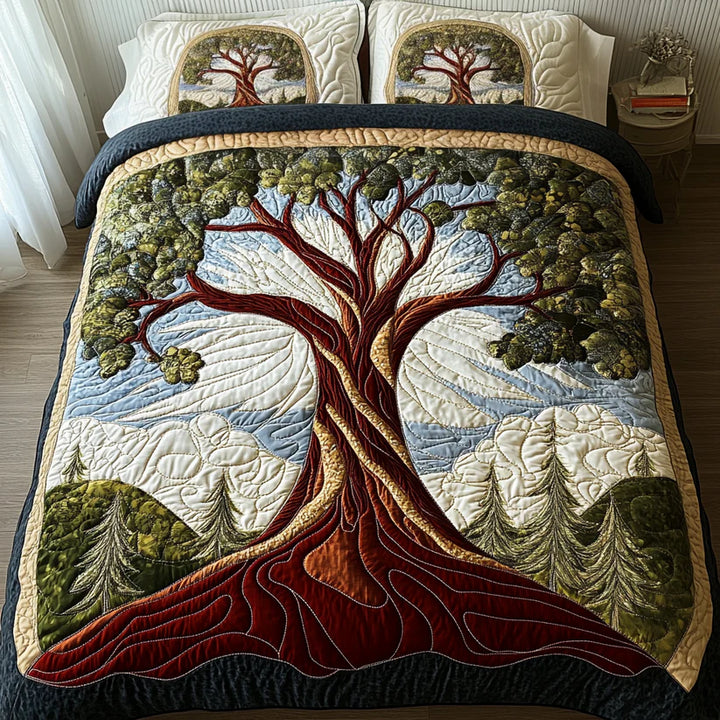 Set di biancheria da letto trapuntata in 3 pezzi - Albero della Vita