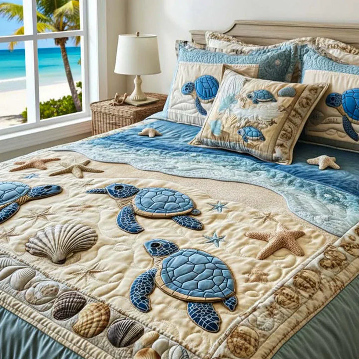 Set di biancheria da letto trapuntata in 3 pezzi - Onde dell'Oceano