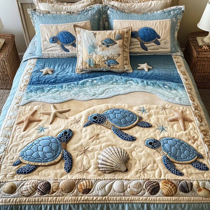 Set di biancheria da letto trapuntata in 3 pezzi - Tartarughe Marine