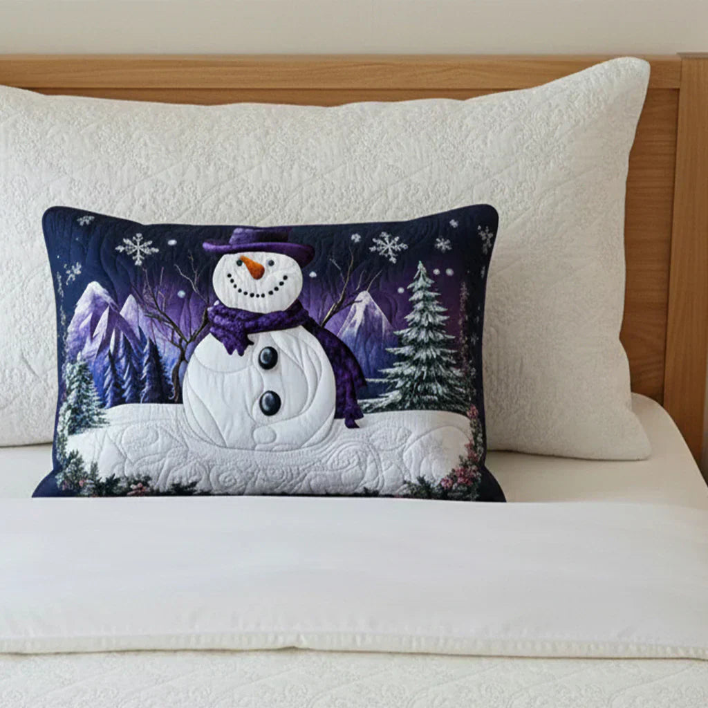 Copricuscino trapuntato - Pupazzo di Neve Viola