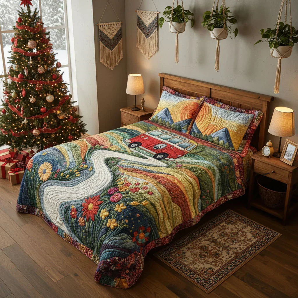 Set di biancheria da letto trapuntata in 3 pezzi - Viaggio Vintage